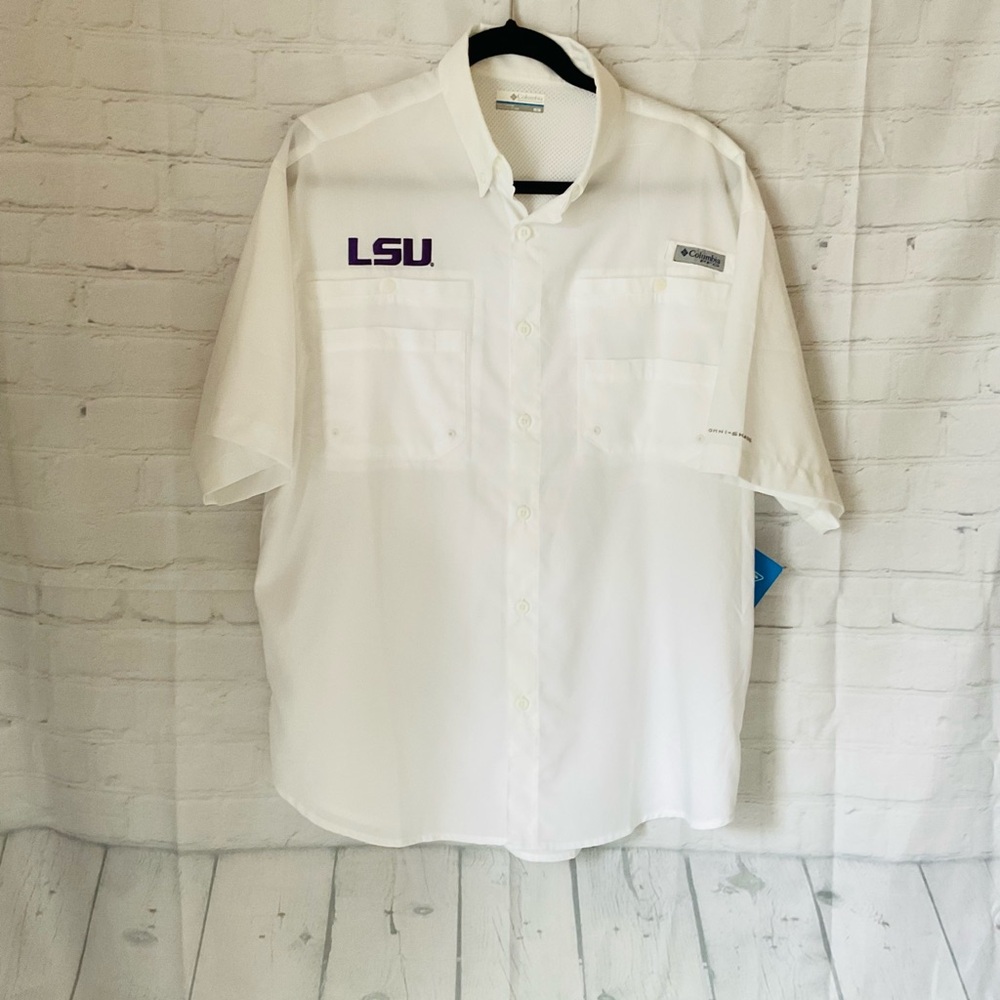 Columbia LSU White Casual Button Down Shirt